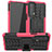 Custodia Silicone e Plastica Opaca Cover con Supporto A01 per Motorola Moto Edge 20 5G Rosa Caldo