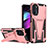 Custodia Silicone e Plastica Opaca Cover con Supporto A01 per Motorola Moto G 5G (2022) Oro Rosa