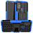 Custodia Silicone e Plastica Opaca Cover con Supporto A01 per Motorola Moto G10 Blu