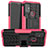 Custodia Silicone e Plastica Opaca Cover con Supporto A01 per Motorola Moto G10 Rosa Caldo