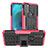 Custodia Silicone e Plastica Opaca Cover con Supporto A01 per Motorola Moto G71 5G Rosa Caldo