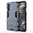 Custodia Silicone e Plastica Opaca Cover con Supporto A01 per OnePlus Nord Blu