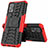 Custodia Silicone e Plastica Opaca Cover con Supporto A01 per Realme 7 Pro Rosso