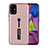 Custodia Silicone e Plastica Opaca Cover con Supporto A01 per Samsung Galaxy M51 Oro Rosa