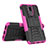 Custodia Silicone e Plastica Opaca Cover con Supporto A02 per Huawei G10 Rosa Caldo