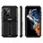 Custodia Silicone e Plastica Opaca Cover con Supporto A02 per Samsung Galaxy S22 Ultra 5G Nero