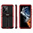 Custodia Silicone e Plastica Opaca Cover con Supporto A02 per Samsung Galaxy S23 Ultra 5G Rosso