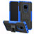 Custodia Silicone e Plastica Opaca Cover con Supporto A03 per Huawei Mate 20 Blu