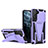 Custodia Silicone e Plastica Opaca Cover con Supporto A03 per Samsung Galaxy S21 Plus 5G Viola