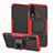 Custodia Silicone e Plastica Opaca Cover con Supporto A04 per Huawei Nova 4e Rosso