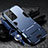 Custodia Silicone e Plastica Opaca Cover con Supporto A05 per Samsung Galaxy S23 Ultra 5G Blu