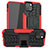 Custodia Silicone e Plastica Opaca Cover con Supporto A07 per Apple iPhone 13 Mini Rosso