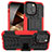 Custodia Silicone e Plastica Opaca Cover con Supporto A07 per Apple iPhone 14 Pro Max Rosso