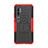 Custodia Silicone e Plastica Opaca Cover con Supporto D01 per Xiaomi Mi Note 10 Rosso