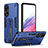 Custodia Silicone e Plastica Opaca Cover con Supporto H01P per Oppo A58 5G Blu