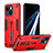 Custodia Silicone e Plastica Opaca Cover con Supporto H01X per Apple iPhone 13 Rosso