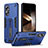 Custodia Silicone e Plastica Opaca Cover con Supporto H02P per Oppo A17 Blu
