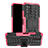 Custodia Silicone e Plastica Opaca Cover con Supporto JX1 per Nokia G100 Rosa Caldo