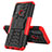 Custodia Silicone e Plastica Opaca Cover con Supporto JX1 per Vivo Y50 Rosso