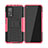 Custodia Silicone e Plastica Opaca Cover con Supporto JX2 per Xiaomi Mi 10T 5G Rosa Caldo