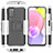 Custodia Silicone e Plastica Opaca Cover con Supporto JX5 per Samsung Galaxy A03s Argento