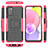 Custodia Silicone e Plastica Opaca Cover con Supporto JX5 per Samsung Galaxy A03s Rosa Caldo