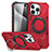 Custodia Silicone e Plastica Opaca Cover con Supporto K02C per Apple iPhone 14 Pro Rosso
