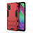 Custodia Silicone e Plastica Opaca Cover con Supporto KC1 per Samsung Galaxy A41 Rosso