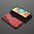 Custodia Silicone e Plastica Opaca Cover con Supporto KC1 per Samsung Galaxy A51 4G Rosso