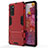 Custodia Silicone e Plastica Opaca Cover con Supporto KC2 per Samsung Galaxy S20 FE 5G Rosso