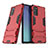 Custodia Silicone e Plastica Opaca Cover con Supporto KC3 per Samsung Galaxy Note 20 5G Rosso