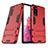 Custodia Silicone e Plastica Opaca Cover con Supporto KC3 per Samsung Galaxy S20 Lite 5G Rosso