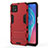 Custodia Silicone e Plastica Opaca Cover con Supporto M01 per Oppo A73 5G Rosso