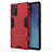 Custodia Silicone e Plastica Opaca Cover con Supporto N01 per Samsung Galaxy Note 20 5G Rosso