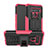 Custodia Silicone e Plastica Opaca Cover con Supporto per LG V50 ThinQ 5G Rosa