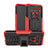 Custodia Silicone e Plastica Opaca Cover con Supporto per LG V50 ThinQ 5G Rosso