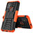 Custodia Silicone e Plastica Opaca Cover con Supporto per Motorola Moto G10 Arancione