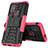 Custodia Silicone e Plastica Opaca Cover con Supporto per Motorola Moto G10 Rosa Caldo