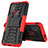 Custodia Silicone e Plastica Opaca Cover con Supporto per Motorola Moto G10 Rosso