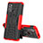 Custodia Silicone e Plastica Opaca Cover con Supporto per Motorola Moto G40 Fusion Rosso
