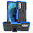 Custodia Silicone e Plastica Opaca Cover con Supporto per Motorola Moto G51 5G Blu