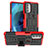 Custodia Silicone e Plastica Opaca Cover con Supporto per Motorola Moto G51 5G Rosso