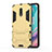 Custodia Silicone e Plastica Opaca Cover con Supporto per OnePlus 7 Oro