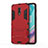 Custodia Silicone e Plastica Opaca Cover con Supporto per OnePlus 7 Rosso