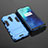 Custodia Silicone e Plastica Opaca Cover con Supporto per OnePlus 7T Pro 5G Cielo Blu