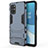 Custodia Silicone e Plastica Opaca Cover con Supporto per OnePlus 8T 5G Blu