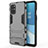 Custodia Silicone e Plastica Opaca Cover con Supporto per OnePlus 8T 5G Grigio
