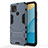Custodia Silicone e Plastica Opaca Cover con Supporto per Oppo A15 Blu