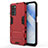 Custodia Silicone e Plastica Opaca Cover con Supporto per Oppo A56 5G Rosso