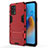 Custodia Silicone e Plastica Opaca Cover con Supporto per Oppo A74 4G Rosso